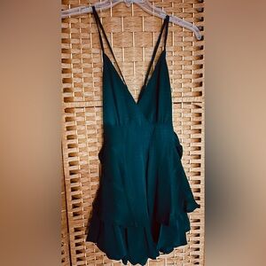 Selfie Leslie Forest Green Textured Romper